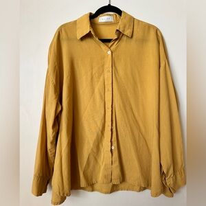 Olive Clothing Boutique Oversized Linen Collared Shirt - Mustard Yellow